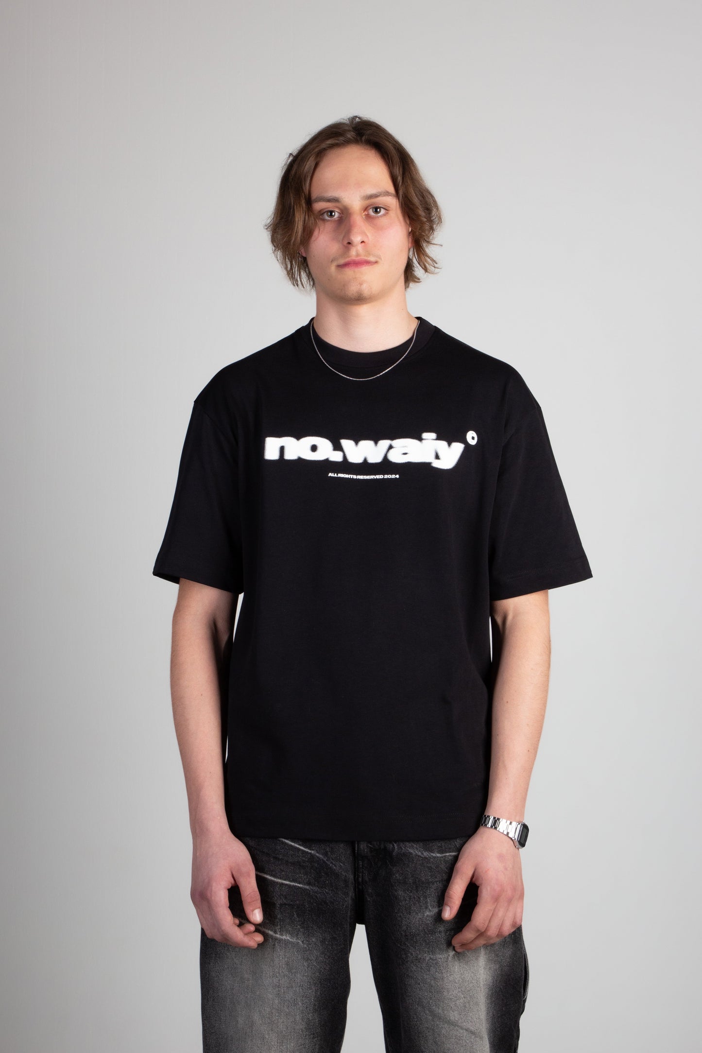 oversize t-shirt "no.waiy" Druck schwarz
