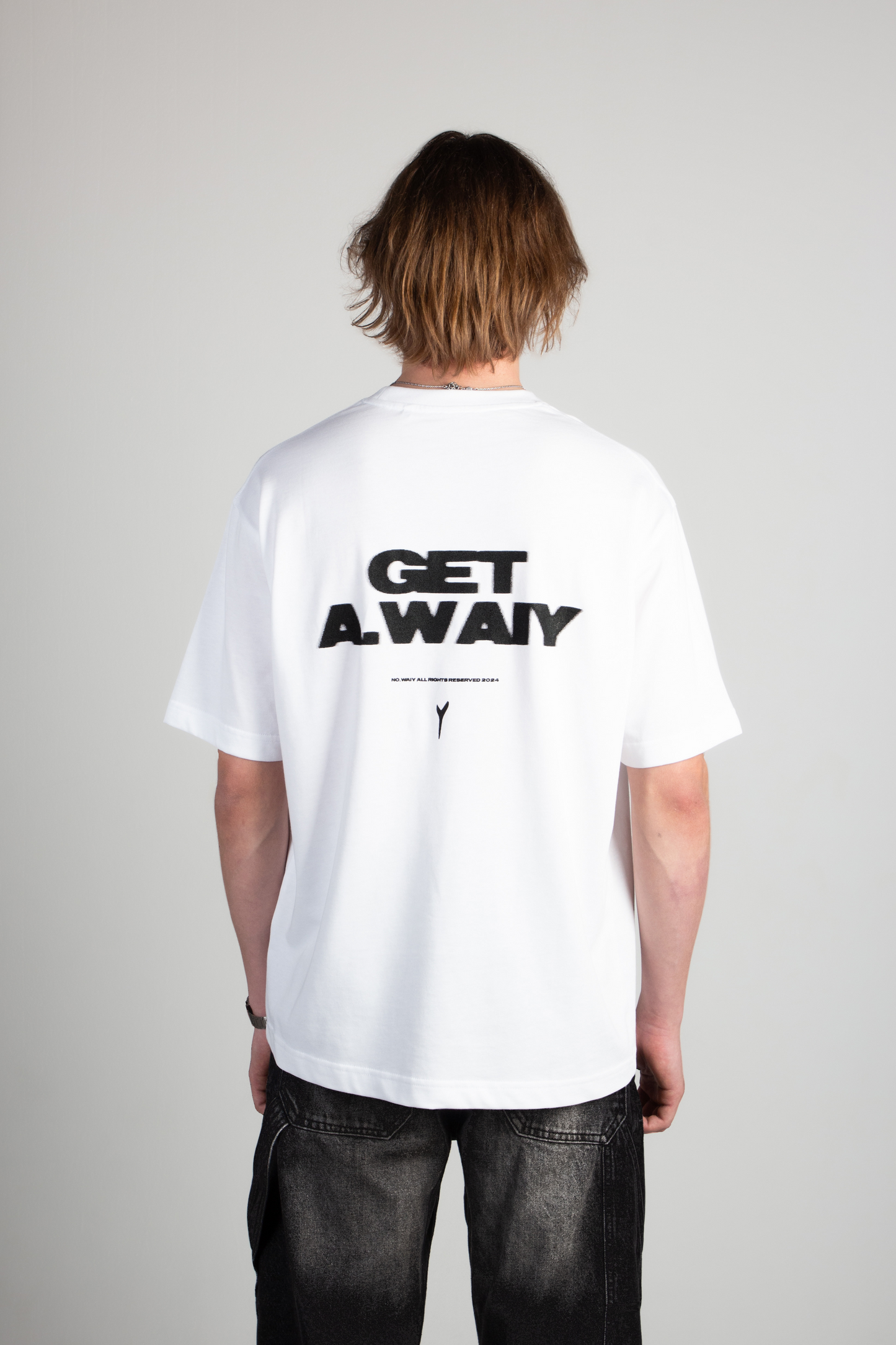 oversized all white t-shirt - "get a.waiy"